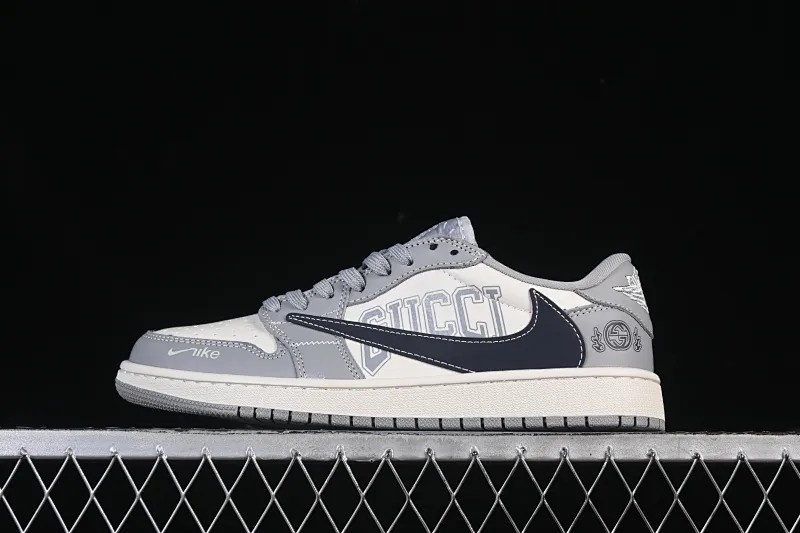 All categories Air Jordan Jordan series basketball shoes Air Jordan 1 Low High-end customized low-top sneakers Travis Scott x Fragment Design x Air Jordan 1 Low OG SP AJ1 Joe 1 Gucci joint smoke gray dark blue hook low-top cultural casual sneakers LD2025-023